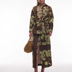 ASOS Brown and Lime Paisley skirt and shirt
